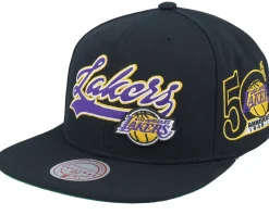 Los Angeles Lakers Oversweep Black Snapback - Mitchell & Ness