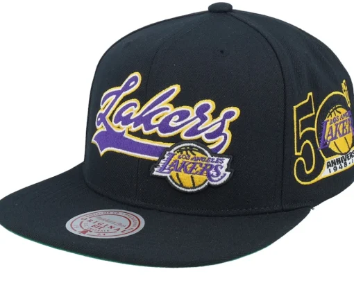 Los Angeles Lakers Oversweep Black Snapback - Mitchell & Ness