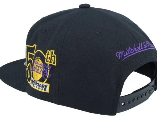 Los Angeles Lakers Oversweep Black Snapback - Mitchell & Ness