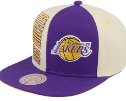 Los Angeles Lakers Pop Panel Off White/Purple Snapback - Mitchell & Ness