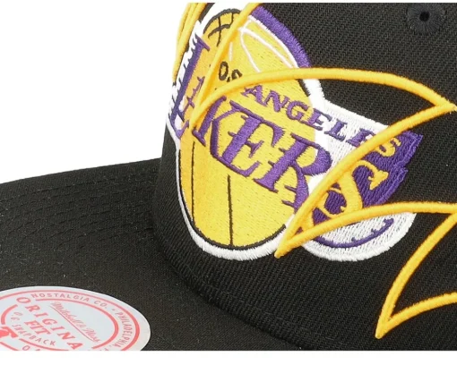 Los Angeles Lakers Shark Bite Black Snapback - Mitchell & Ness