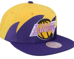 Los Angeles Lakers Sharktooth Yellow/Purple Snapback - Mitchell & Ness