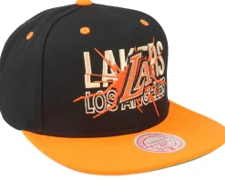 Los Angeles Lakers Shattered Black/Orange Snapback - Mitchell & Ness