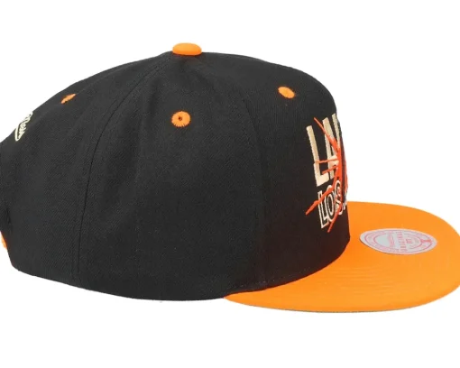 Los Angeles Lakers Shattered Black/Orange Snapback - Mitchell & Ness