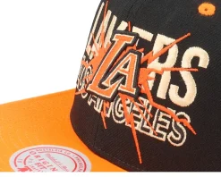 Los Angeles Lakers Shattered Black/Orange Snapback - Mitchell & Ness