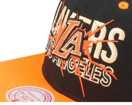 Los Angeles Lakers Shattered Black/Orange Snapback - Mitchell & Ness