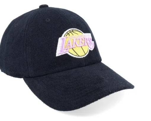 Los Angeles Lakers Terry Cloth Black Dad Cap - Mitchell & Ness