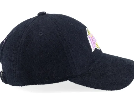 Los Angeles Lakers Terry Cloth Black Dad Cap - Mitchell & Ness