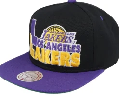 Los Angeles Lakers Text Stack 1 Black Snapback - Mitchell & Ness
