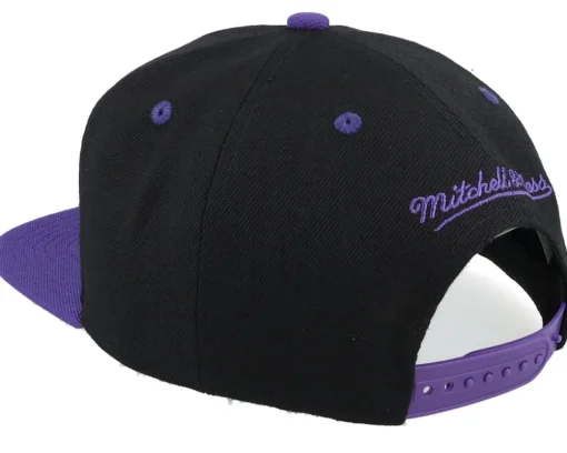 Los Angeles Lakers Text Stack 1 Black Snapback - Mitchell & Ness