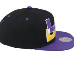 Los Angeles Lakers Text Stack 1 Black Snapback - Mitchell & Ness