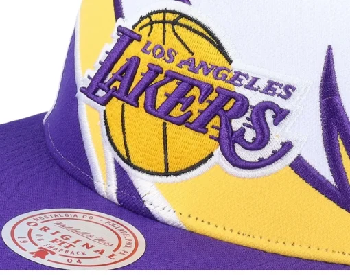 Los Angeles Lakers Waverunner White/Purple Snapback - Mitchell & Ness