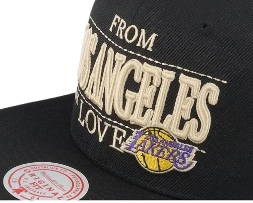 Los Angeles Lakers With Love Black Snapback - Mitchell & Ness