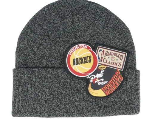 Los Angeles Lakers XL Logo Patch Knit Heather Black Cuff - Mitchell & Ness
