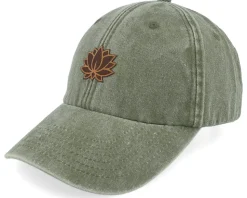 Lotus Flower Engraved Patch Washed Olive Dad Cap - Wild Spirit