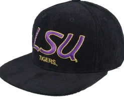Louisiana State Tigers Cord Script Black Snapback - Mitchell & Ness