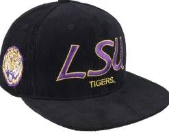 Louisiana State Tigers Cord Script Black Snapback - Mitchell & Ness