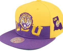 Louisiana State Tigers Half & Half Yellow/Purple Snapback - Mitchell & Ness