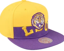 Louisiana State Tigers Half & Half Yellow/Purple Snapback - Mitchell & Ness