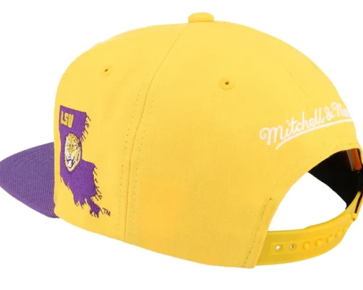 Louisiana State Tigers Half & Half Yellow/Purple Snapback - Mitchell & Ness