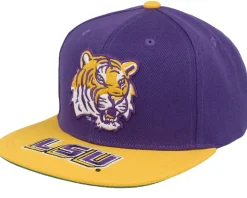 Louisiana State Univeristy Tigers Logo Bill Purple/Yellow Snapback - Mitchell & Ness