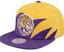 Louisiana State University Sharktooth Yellow/Purple Snapback - Mitchell & Ness