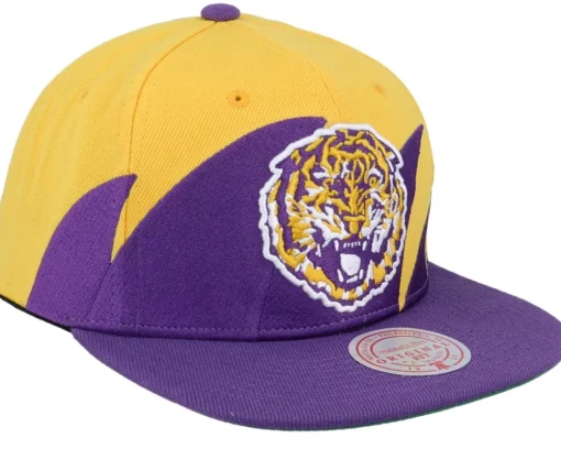 Louisiana State University Sharktooth Yellow/Purple Snapback - Mitchell & Ness
