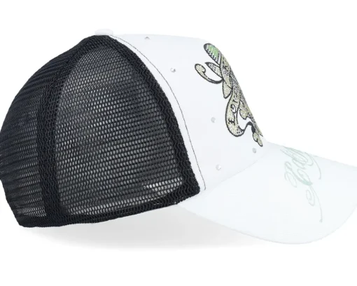 Love Kills Slowly Twill Mesh White/Black A-Frame Trucker - Ed Hardy