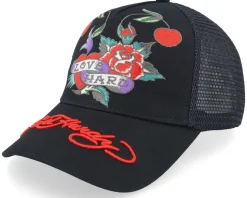 Love-hard Twill Front Mesh Black A-Frame Trucker - Ed Hardy