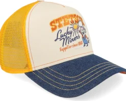 Lucky Miners Off White/Denim Blue/Yellow A-Frame Trucker - Stetson