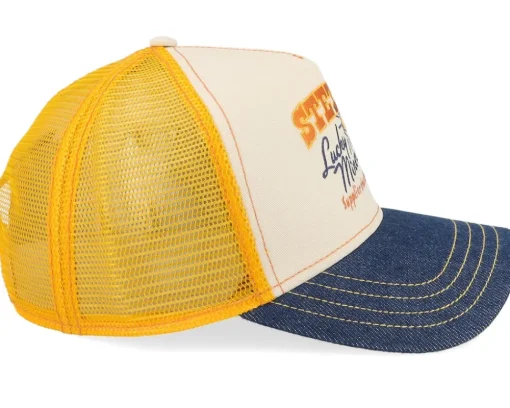 Lucky Miners Off White/Denim Blue/Yellow A-Frame Trucker - Stetson