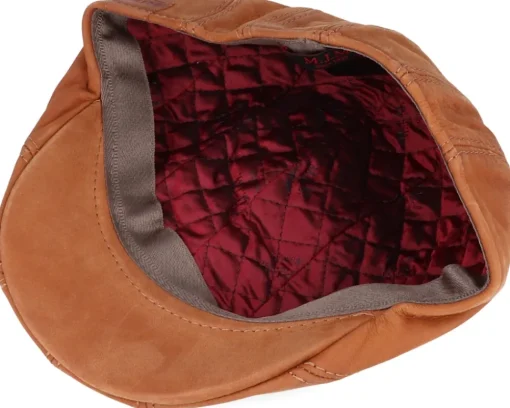 Maddy Nappa Wax Cognac Flat Cap - MJM Hats
