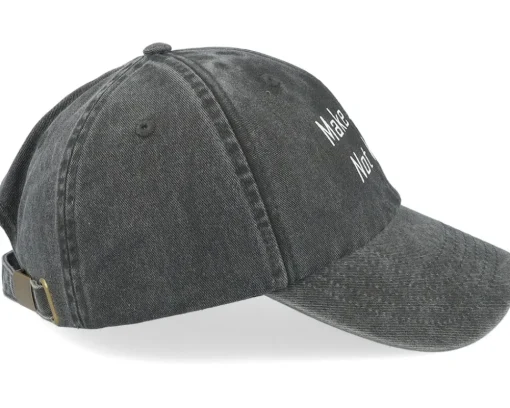 Make Love Not War Washed Black Dad Cap - Iconic