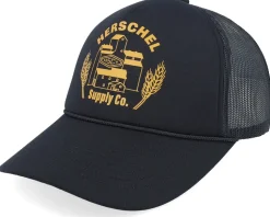 Marina Mesh Silo Cap Black/Golden Yellow A-Frame Trucker - Herschel