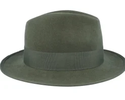 Mauk Woolfelt Wr Crush Olive Fedora - MJM Hats