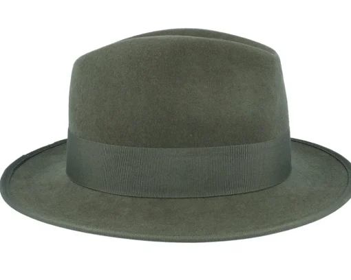 Mauk Woolfelt Wr Crush Olive Fedora - MJM Hats