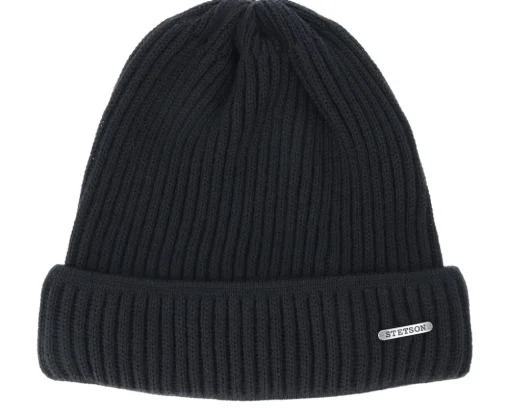 Merino Wool Black Beanie - Stetson