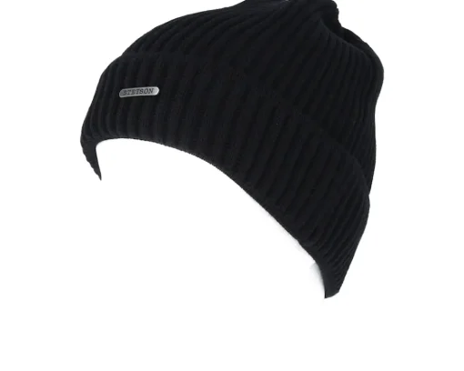 Merino Wool Black Beanie - Stetson