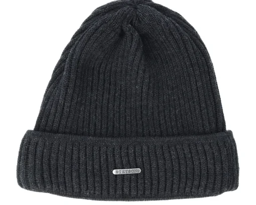 Merino Wool Black Beanie - Stetson