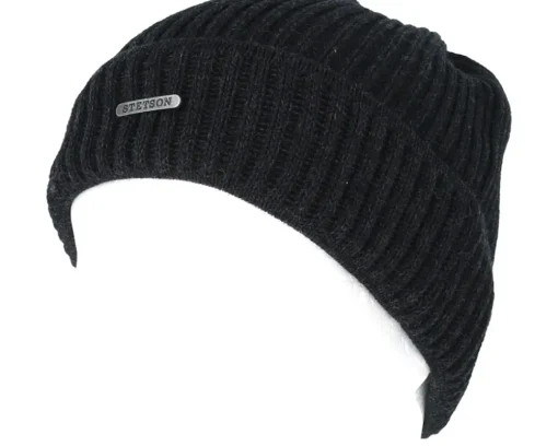 Merino Wool Black Beanie - Stetson