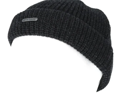 Merino Wool Dark Grey/Black Beanie - Stetson