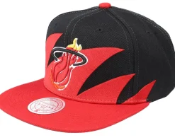 Miami Heat Sharktooth Black/Red Snapback - Mitchell & Ness