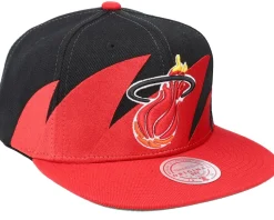 Miami Heat Sharktooth Black/Red Snapback - Mitchell & Ness