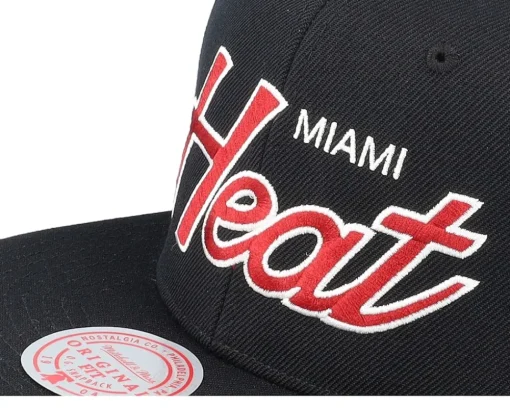 Miami Heat Team Script 2.0 Black Snapback - Mitchell & Ness