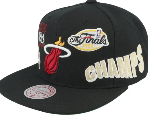 Miami Heat World Champs Black Snapback - Mitchell & Ness