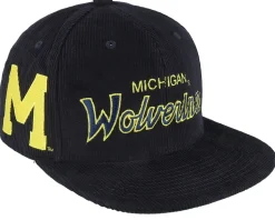 Michigan Wolverines Cord Script Black Snapback - Mitchell & Ness