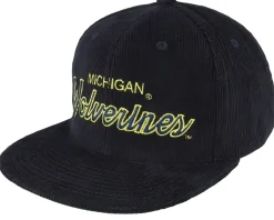 Michigan Wolverines Cord Script Black Snapback - Mitchell & Ness