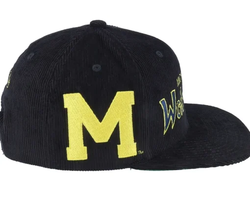Michigan Wolverines Cord Script Black Snapback - Mitchell & Ness