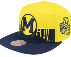 Michigan Wolverines Half & Half Yellow/Navy Snapback - Mitchell & Ness
