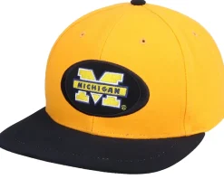 Michigan Wolverines Michigan Oval College Vintage Yellow/Black Snapback - Twins Enterprise